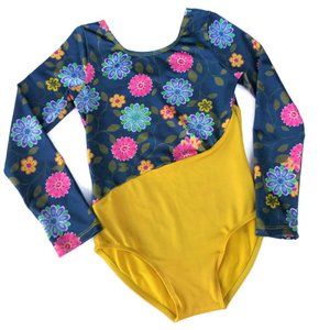 Girls Leotard Dance Spandex Mod Floral Workout